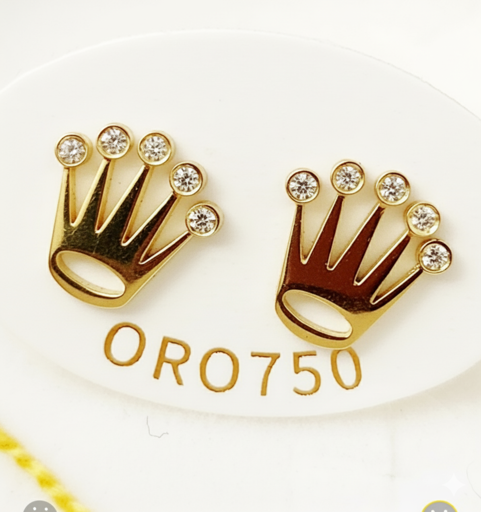 Orecchini corona piccoli oro 18kt