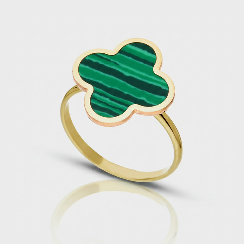 Anello donna quadrifoglio verde oro 18kt