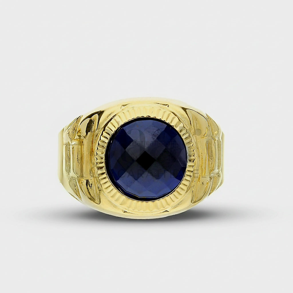 Anello uomo pietra blu oro 18kt