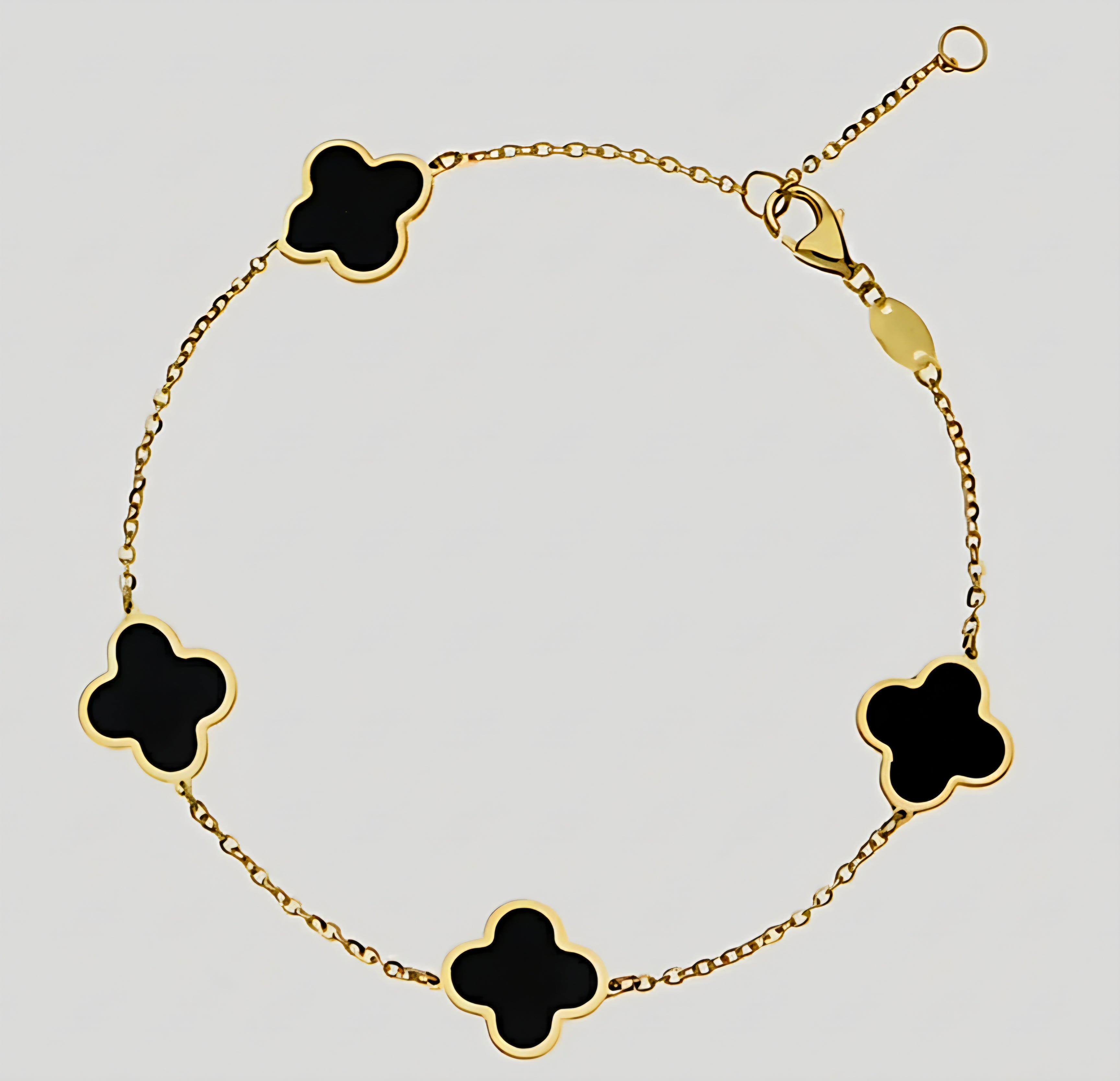 Bracciale donna quadrifoglio nero oro 18kt