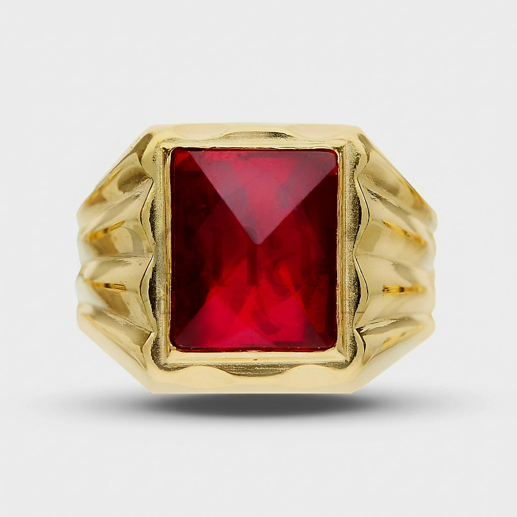 Anello uomo pietra rossa oro 18kt