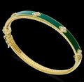 Bracciale donna rigido elettroformato con smalto verde oro 18kt