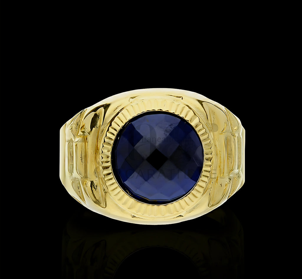 Anello uomo pietra blu oro 18kt