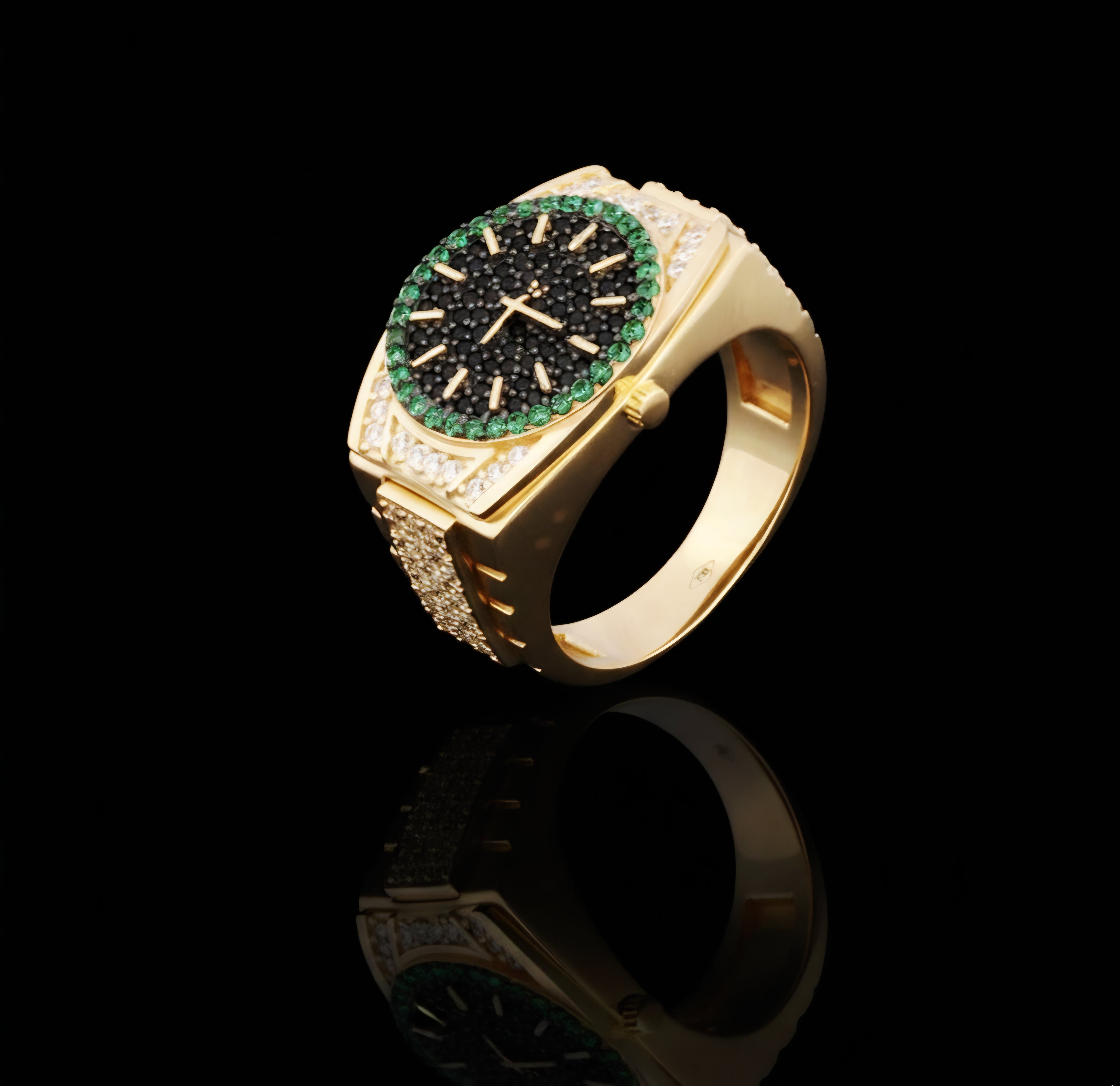 Anello uomo stile orologio oro 18kt